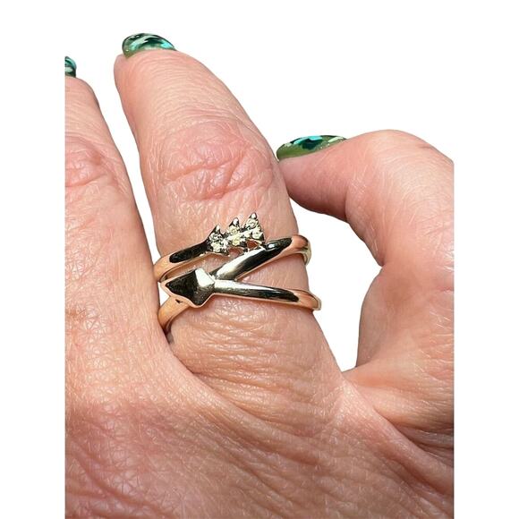 Kendra Scott Jewelry - Kendra Scott Gold Tone Clear Stone Arrow Wrap Double Band Ring Size 7